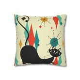 Kate McEnroe New York Retro Atomic Cat Franciscan Diamond Starburst Throw Pillow Covers in Mid Century Modern Orange, Teal, Cream HuesThrow Pillow Covers15946875490402798282