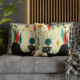 Kate McEnroe New York Retro Atomic Cat Franciscan Diamond Starburst Throw Pillow Covers in Mid Century Modern Orange, Teal, Cream HuesThrow Pillow Covers15946875490402798282