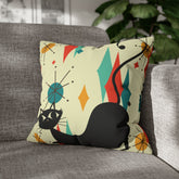 Kate McEnroe New York Retro Atomic Cat Franciscan Diamond Starburst Throw Pillow Covers in Mid Century Modern Orange, Teal, Cream HuesThrow Pillow Covers15946875490402798282