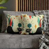 Kate McEnroe New York Retro Atomic Cat Franciscan Diamond Starburst Throw Pillow Covers in Mid Century Modern Orange, Teal, Cream HuesThrow Pillow Covers15946875490402798282