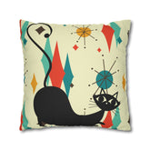 Kate McEnroe New York Retro Atomic Cat Franciscan Diamond Starburst Throw Pillow Covers in Mid Century Modern Orange, Teal, Cream HuesThrow Pillow Covers15946875490402798282