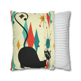 Kate McEnroe New York Retro Atomic Cat Franciscan Diamond Starburst Throw Pillow Covers in Mid Century Modern Orange, Teal, Cream HuesThrow Pillow Covers15946875490402798282