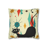 Kate McEnroe New York Retro Atomic Cat Franciscan Diamond Starburst Throw Pillow Covers in Mid Century Modern Orange, Teal, Cream HuesThrow Pillow Covers23123403954272135378