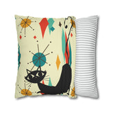 Kate McEnroe New York Retro Atomic Cat Franciscan Diamond Starburst Throw Pillow Covers in Mid Century Modern Orange, Teal, Cream HuesThrow Pillow Covers26179627965864929237