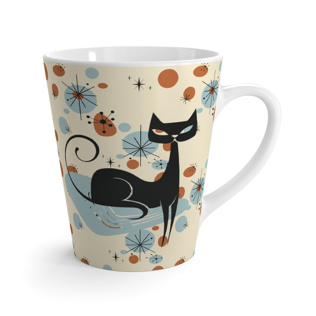 Kate McEnroe New York Retro Atomic Cat Latte Mug, Mid Century Modern Kitchenware, MCM Starburst Coffee Cup, Vintage Style DrinkwareMugs80894656904421399845