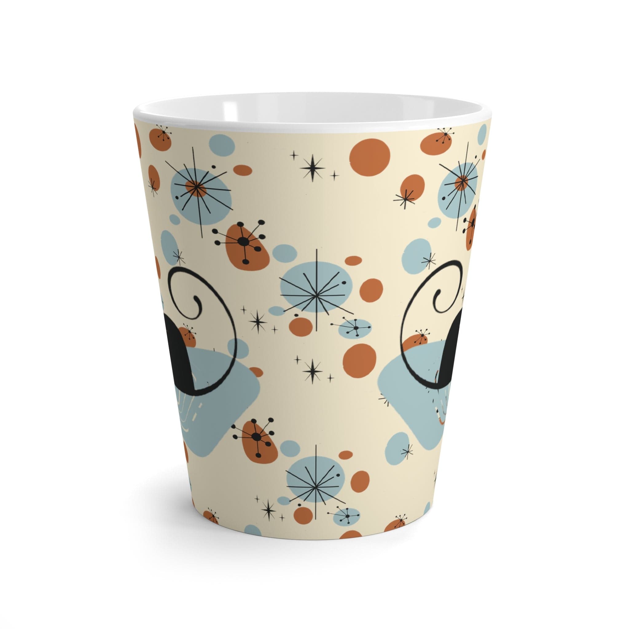 Kate McEnroe New York Retro Atomic Cat Latte Mug, Mid Century Modern Kitchenware, MCM Starburst Coffee Cup, Vintage Style DrinkwareMugs80894656904421399845