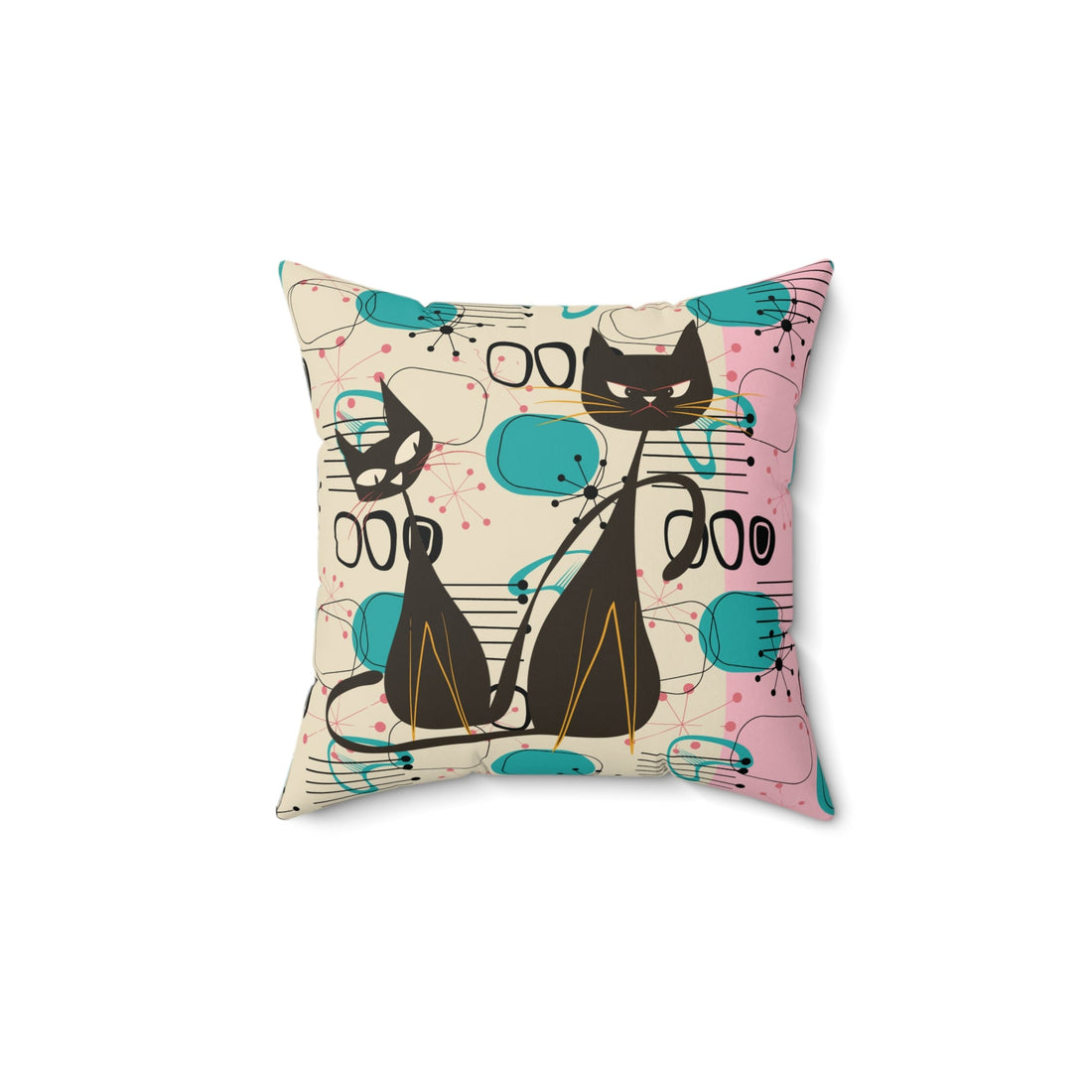 Kate McEnroe New York Retro Atomic Cat Mid Century Modern Throw Pillow, Geometric Pink Turquoise and Black MCM CushionThrow Pillows21750414145798727287