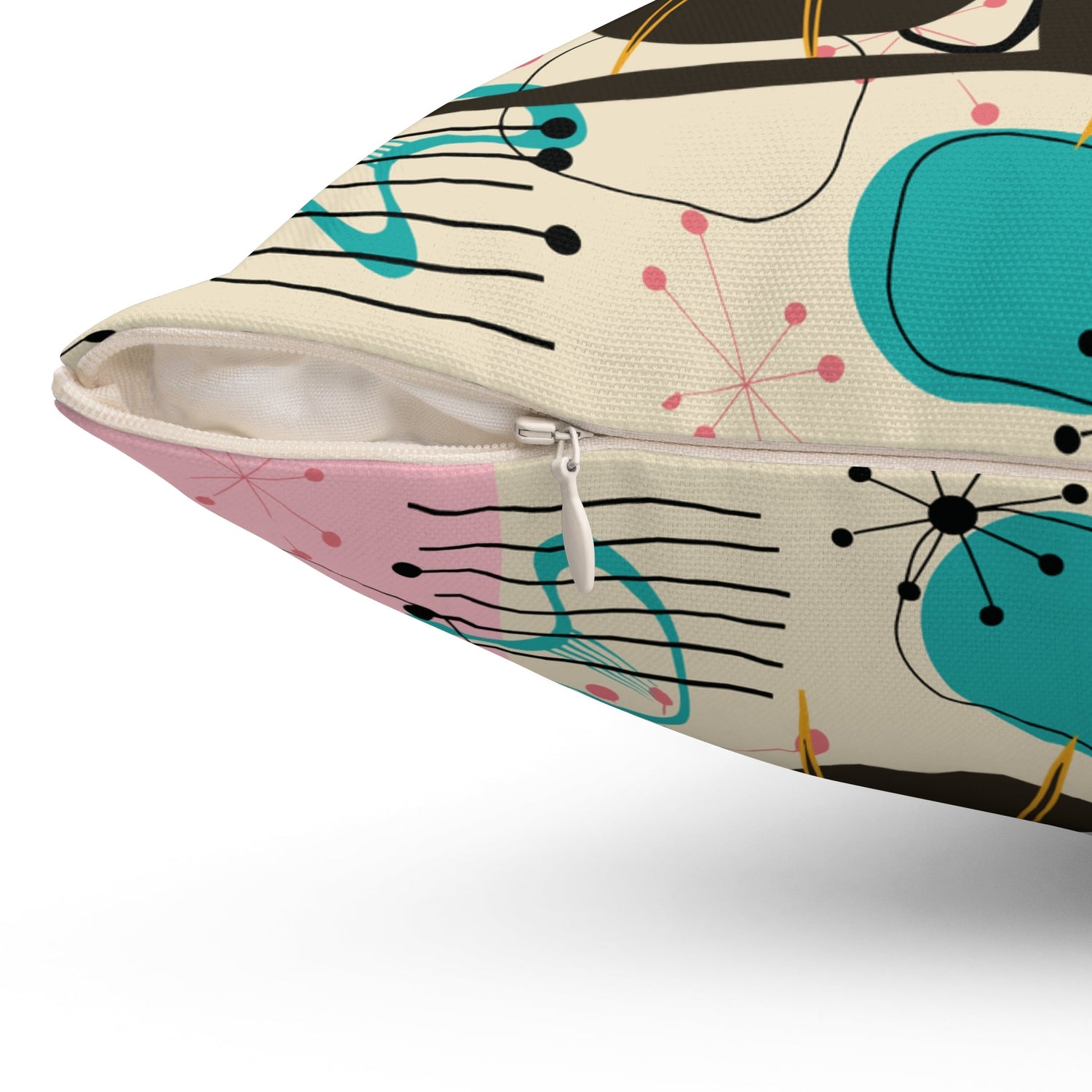 Kate McEnroe New York Retro Atomic Cat Mid Century Modern Throw Pillow, Geometric Pink Turquoise and Black MCM CushionThrow Pillows21975417744126977811