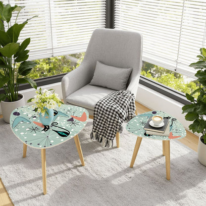 Kate McEnroe New York Retro Atomic Cat Nesting Tables, Mid Century Modern Boomerang Starburst, Teal Coral Space Age FurnitureNesting TablesQqtSajbqpY