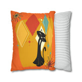 Kate McEnroe New York Retro Atomic Cat Pillow Cover, Mid Century Modern Orange, Teal, Yellow Cushion Covers, MCM Pillow CaseThrow Pillow Covers15505242265852331502