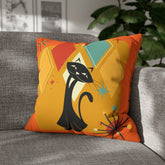 Kate McEnroe New York Retro Atomic Cat Pillow Cover, Mid Century Modern Orange, Teal, Yellow Cushion Covers, MCM Pillow CaseThrow Pillow Covers15505242265852331502