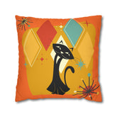 Kate McEnroe New York Retro Atomic Cat Pillow Cover, Mid Century Modern Orange, Teal, Yellow Cushion Covers, MCM Pillow CaseThrow Pillow Covers15505242265852331502