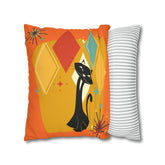 Kate McEnroe New York Retro Atomic Cat Pillow Cover, Mid Century Modern Orange, Teal, Yellow Cushion Covers, MCM Pillow CaseThrow Pillow Covers19956635469152840928