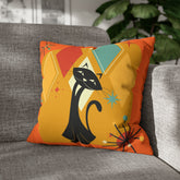 Kate McEnroe New York Retro Atomic Cat Pillow Cover, Mid Century Modern Orange, Teal, Yellow Cushion Covers, MCM Pillow CaseThrow Pillow Covers19956635469152840928