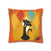 Kate McEnroe New York Retro Atomic Cat Pillow Cover, Mid Century Modern Orange, Teal, Yellow Cushion Covers, MCM Pillow CaseThrow Pillow Covers19956635469152840928