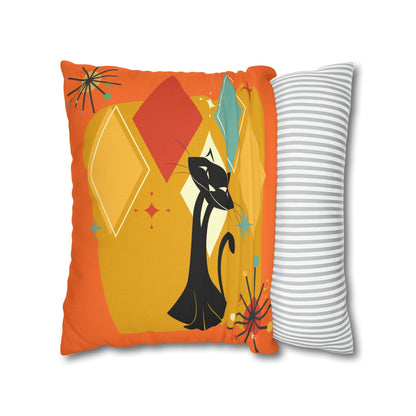 Kate McEnroe New York Retro Atomic Cat Pillow Cover, Mid Century Modern Orange, Teal, Yellow Cushion Covers, MCM Pillow CaseThrow Pillow Covers19956635469152840928