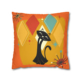 Kate McEnroe New York Retro Atomic Cat Pillow Cover, Mid Century Modern Orange, Teal, Yellow Cushion Covers, MCM Pillow CaseThrow Pillow Covers19956635469152840928