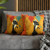 Kate McEnroe New York Retro Atomic Cat Pillow Cover, Mid Century Modern Orange, Teal, Yellow Cushion Covers, MCM Pillow CaseThrow Pillow Covers19956635469152840928