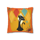 Kate McEnroe New York Retro Atomic Cat Pillow Cover, Mid Century Modern Orange, Teal, Yellow Cushion Covers, MCM Pillow CaseThrow Pillow Covers19956635469152840928