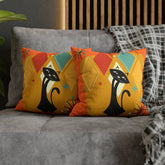 Kate McEnroe New York Retro Atomic Cat Pillow Cover, Mid Century Modern Orange, Teal, Yellow Cushion Covers, MCM Pillow CaseThrow Pillow Covers19956635469152840928