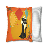 Kate McEnroe New York Retro Atomic Cat Pillow Cover, Mid Century Modern Orange, Teal, Yellow Cushion Covers, MCM Pillow CaseThrow Pillow Covers19956635469152840928