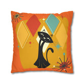 Kate McEnroe New York Retro Atomic Cat Pillow Cover, Mid Century Modern Orange, Teal, Yellow Cushion Covers, MCM Pillow CaseThrow Pillow Covers19956635469152840928