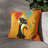 Kate McEnroe New York Retro Atomic Cat Pillow Cover, Mid Century Modern Orange, Teal, Yellow Cushion Covers, MCM Pillow CaseThrow Pillow Covers19956635469152840928