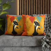 Kate McEnroe New York Retro Atomic Cat Pillow Cover, Mid Century Modern Orange, Teal, Yellow Cushion Covers, MCM Pillow CaseThrow Pillow Covers24485064343123178869