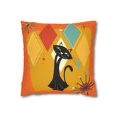 Kate McEnroe New York Retro Atomic Cat Pillow Cover, Mid Century Modern Orange, Teal, Yellow Cushion Covers, MCM Pillow CaseThrow Pillow Covers24485064343123178869