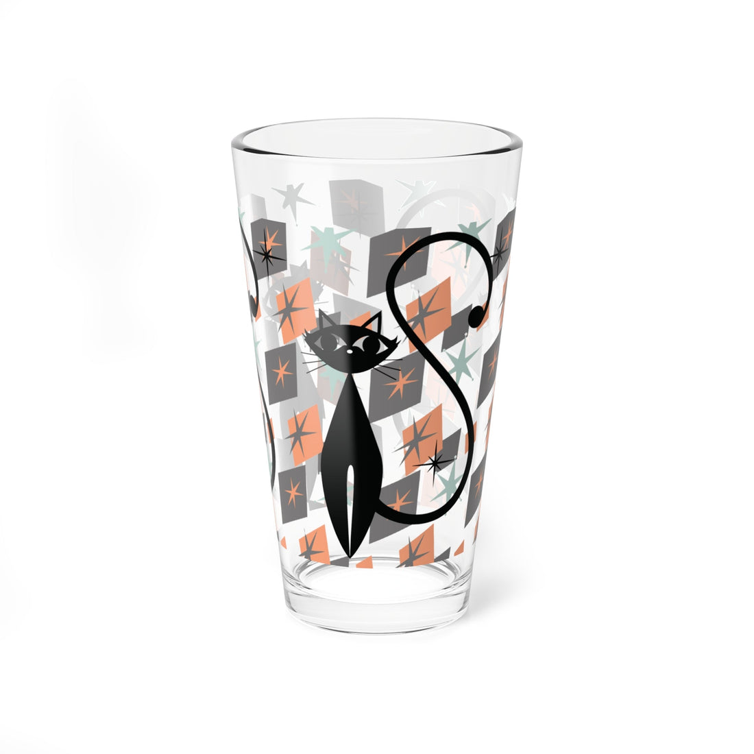 Kate McEnroe New York Retro Atomic Cat Pint Glass, Mid Century Mod Starburst Pattern, 1950s Space Age Cocktail GlassPint Glasses22508292566092691306