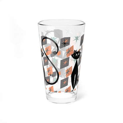 Kate McEnroe New York Retro Atomic Cat Pint Glass, Mid Century Mod Starburst Pattern, 1950s Space Age Cocktail GlassPint Glasses22508292566092691306