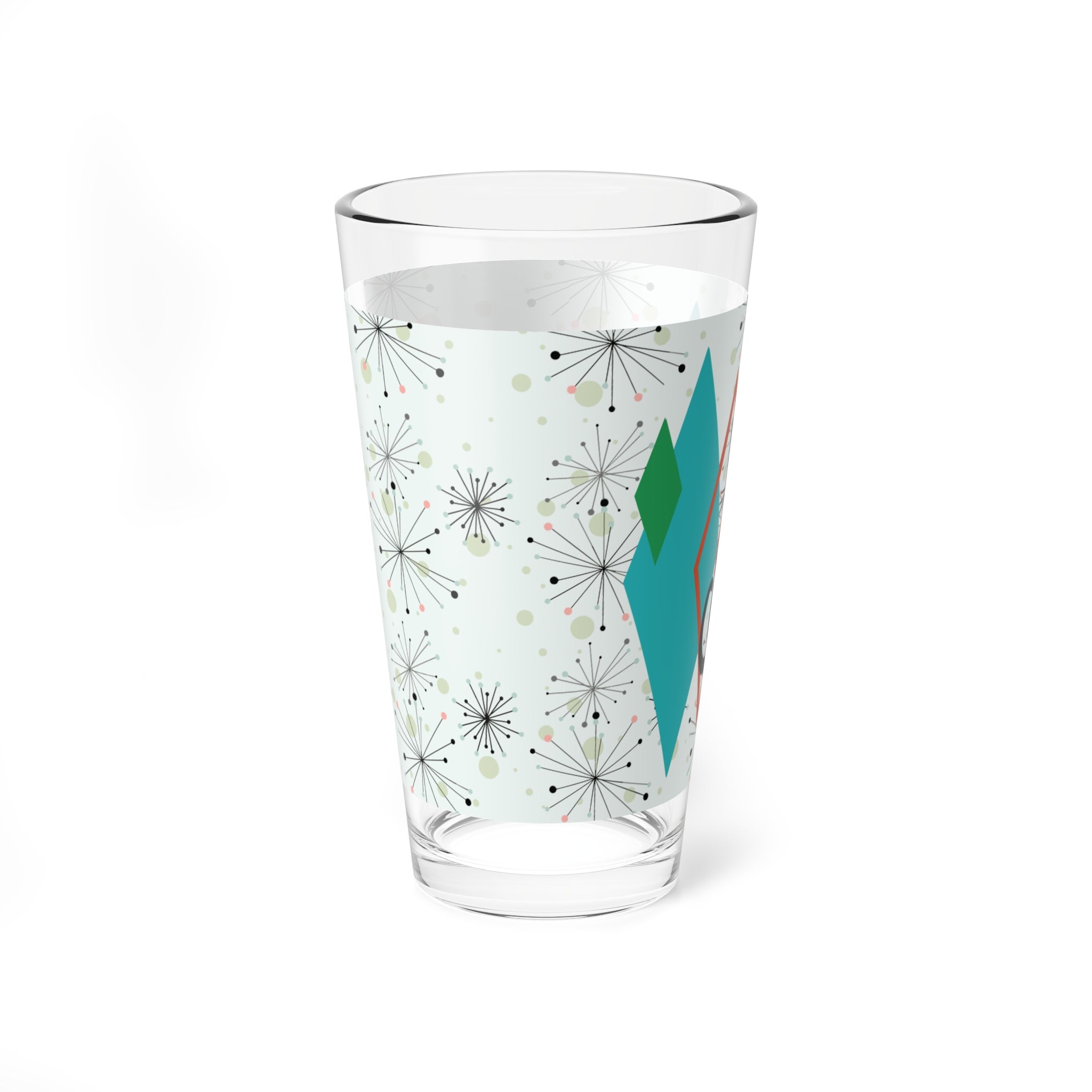 Kate McEnroe New York Retro Atomic Cat Pint Glass, Teal Diamond Mid Century Modern Barware, Space Age 50s DrinkwarePint Glasses20487187440436102021