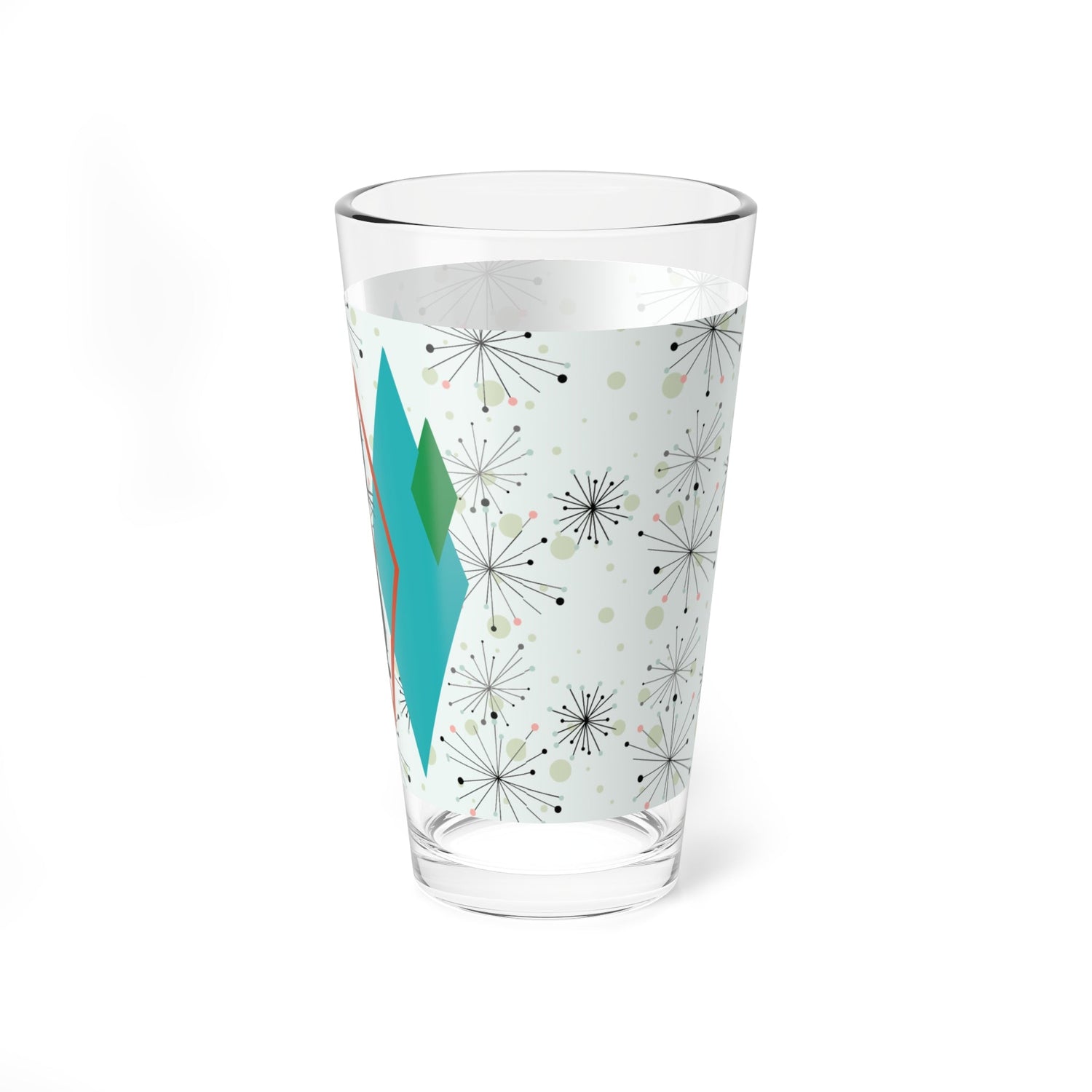 Kate McEnroe New York Retro Atomic Cat Pint Glass, Teal Diamond Mid Century Modern Barware, Space Age 50s DrinkwarePint Glasses20487187440436102021