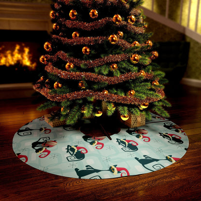 Printify Retro Atomic Cat Round Tree Skirt, 70s Mid Century Modern Christmas Decor Home Decor 57&