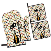 Kate McEnroe New York Retro Atomic Cat Scandinavian Geometric Oven Mitt Pot Holder SetOven Mitts & Pot Holder SetbhwpJVUxtK