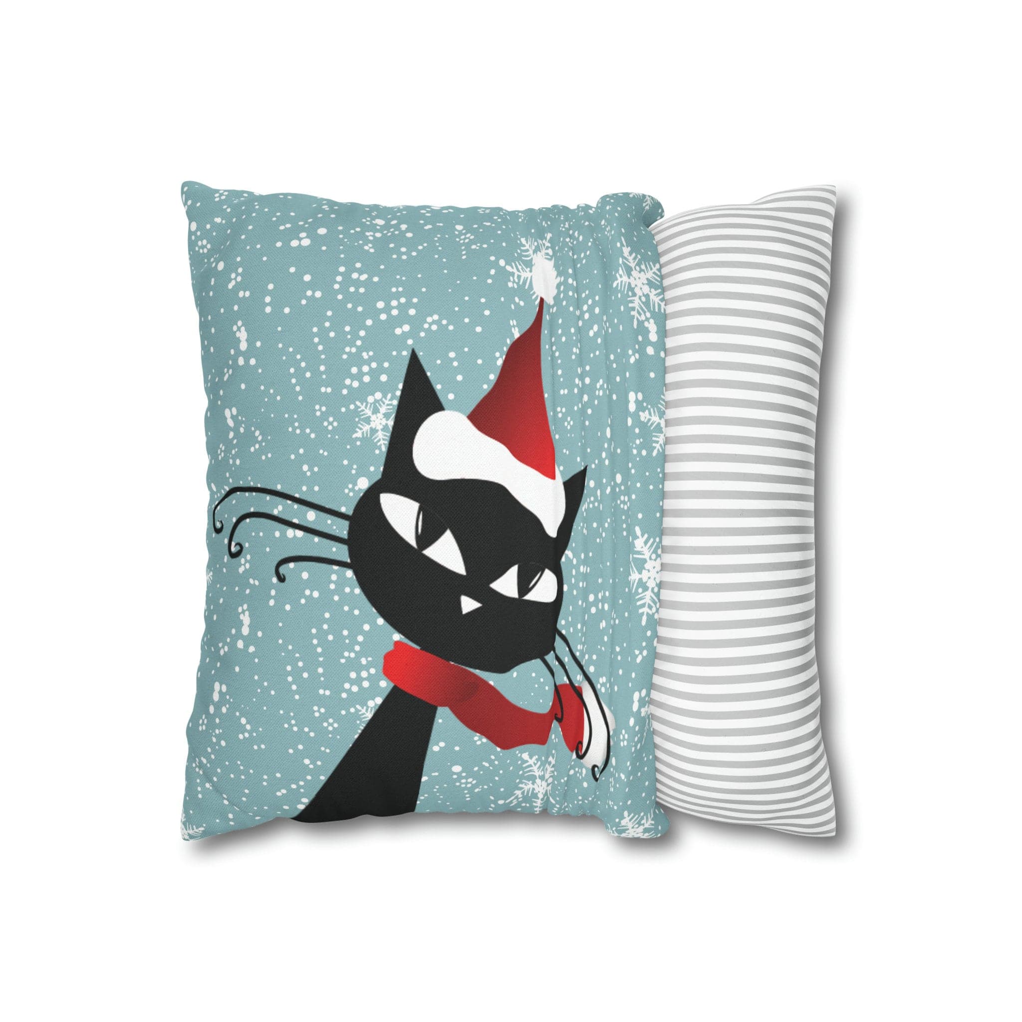 Kate McEnroe New York Retro Atomic Cat Snowflakes Pillow Cover, Mid Century Modern Blue Holiday Cushion Covers, MCM Pillow CaseThrow Pillow Covers33832761851449409032