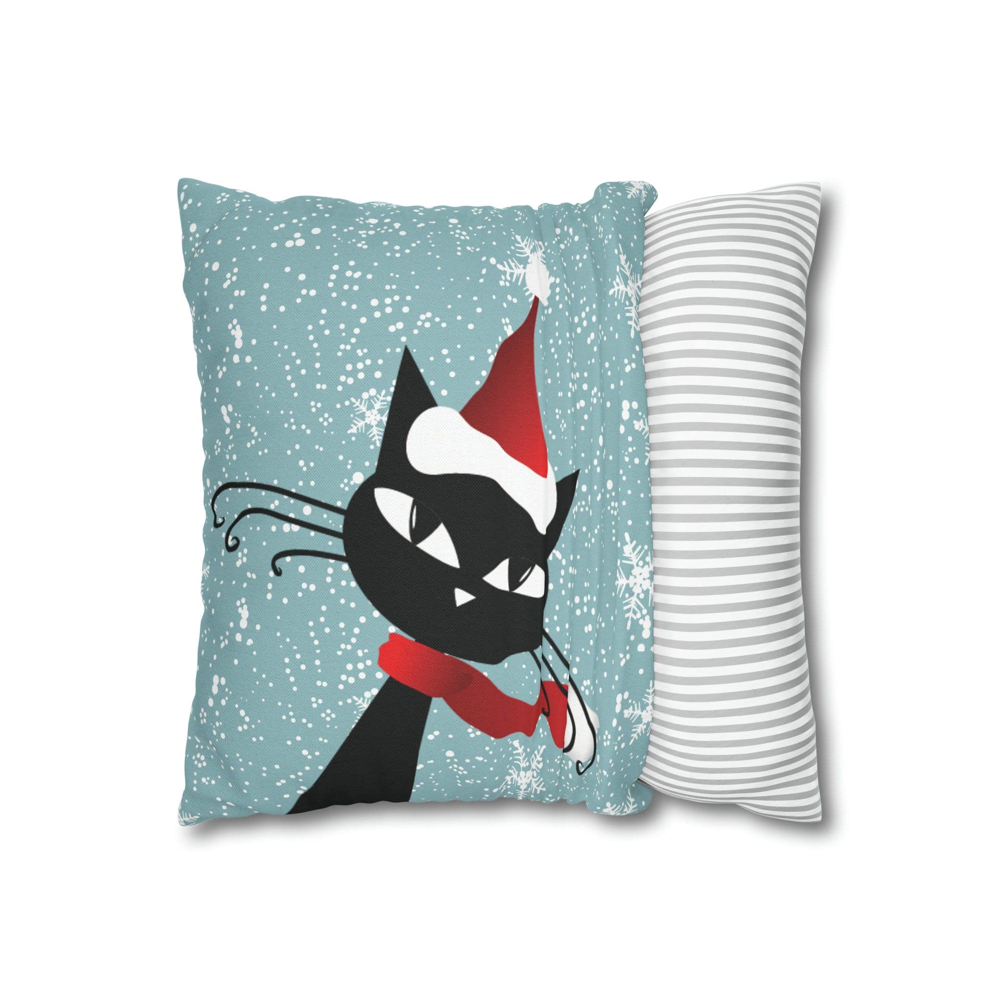Kate McEnroe New York Retro Atomic Cat Snowflakes Pillow Cover, Mid Century Modern Blue Holiday Cushion Covers, MCM Pillow CaseThrow Pillow Covers33832761851449409032