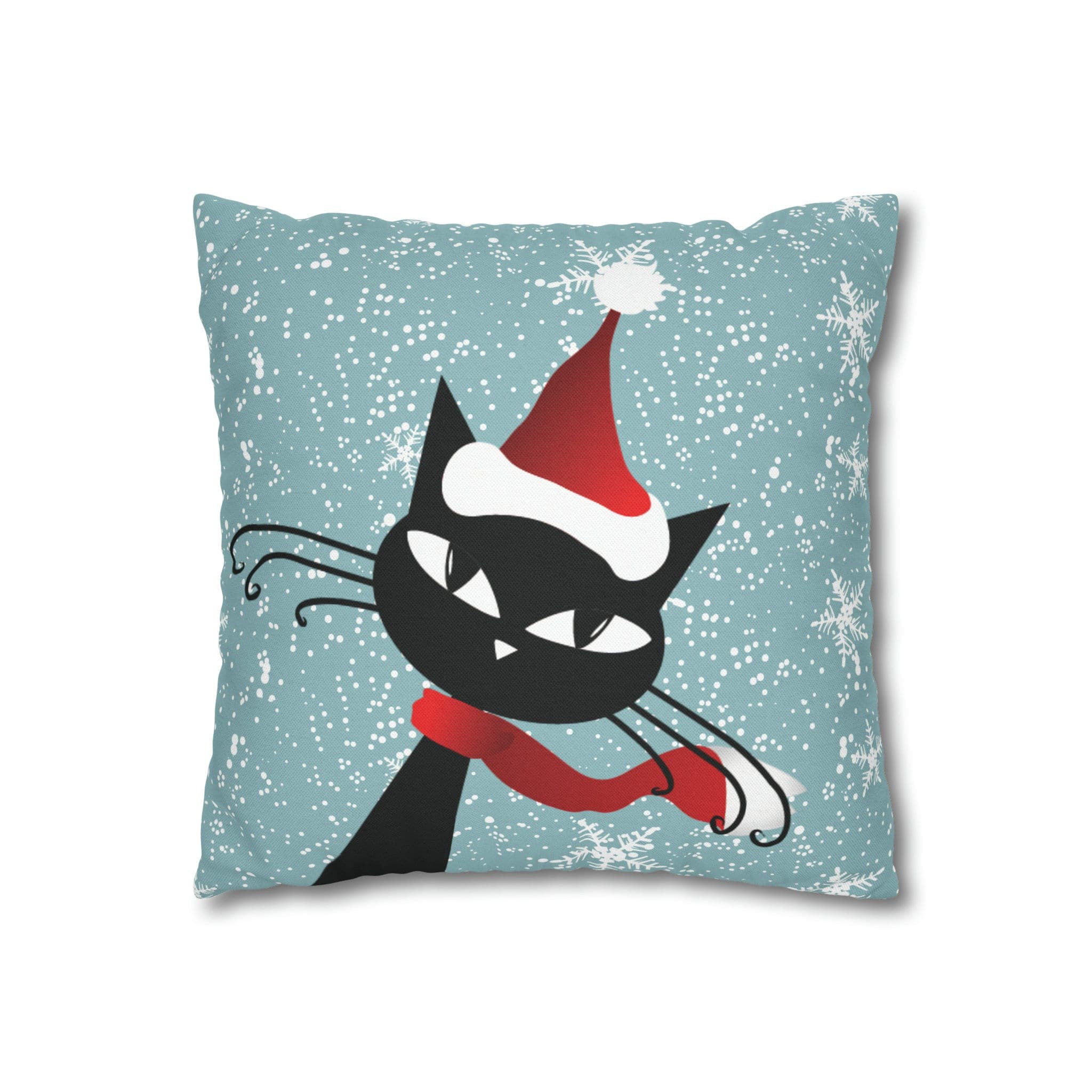 Kate McEnroe New York Retro Atomic Cat Snowflakes Pillow Cover, Mid Century Modern Blue Holiday Cushion Covers, MCM Pillow CaseThrow Pillow Covers33832761851449409032