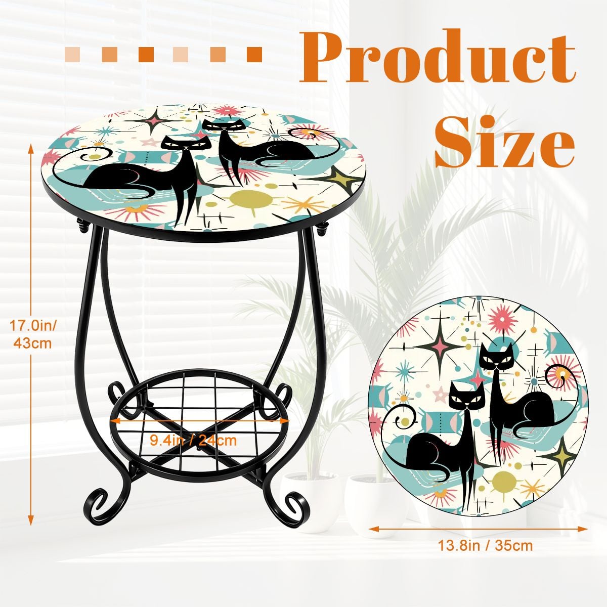 Kate McEnroe New York Retro Atomic Cat Starburst Mid Century Modern Outdoor Side TableGarden DecoriZVprJTv0Y