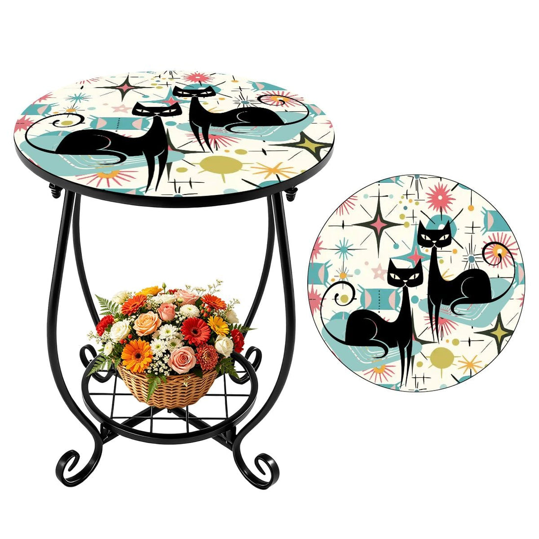 Kate McEnroe New York Retro Atomic Cat Starburst Mid Century Modern Outdoor Side TableGarden DecoriZVprJTv0Y