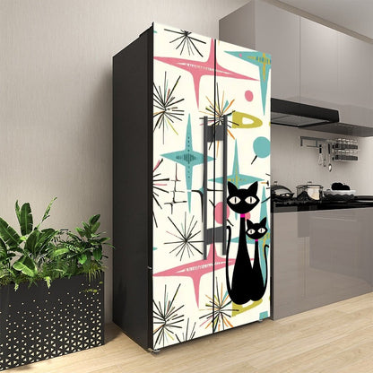 Kate McEnroe New York Retro Atomic Cat Starburst Mid Century Modern Refrigerator WrapRefrigerator WrapsBZRg2AVvCW