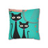 Kate McEnroe New York Retro Atomic Cat Throw Pillow Cover in Mid Century Modern Turquoise and Pink Throw Pillow Covers 14" × 14" 17250091854280006805