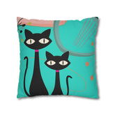 Kate McEnroe New York Retro Atomic Cat Throw Pillow Cover in Mid Century Modern Turquoise and PinkThrow Pillow Covers74153771027937487864