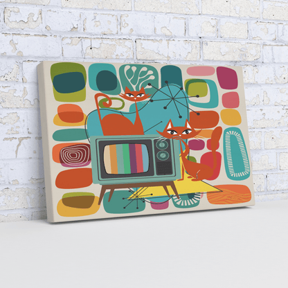 Kate McEnroe New York Retro Atomic Cat TV Mid Century Modern Amoeba Canvas Wall ArtCanvas Wall Art9192
