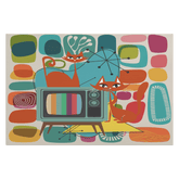 Kate McEnroe New York Retro Atomic Cat TV Mid Century Modern Amoeba Canvas Wall ArtCanvas Wall Art9192