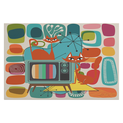 Kate McEnroe New York Retro Atomic Cat TV Mid Century Modern Amoeba Canvas Wall ArtCanvas Wall Art9192