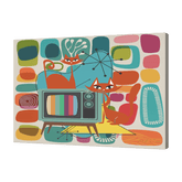 Kate McEnroe New York Retro Atomic Cat TV Mid Century Modern Amoeba Canvas Wall ArtCanvas Wall Art9192