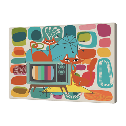 Kate McEnroe New York Retro Atomic Cat TV Mid Century Modern Amoeba Canvas Wall ArtCanvas Wall Art9192