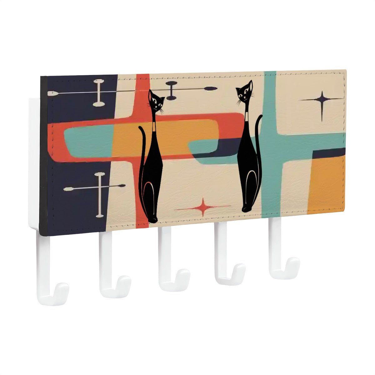 Kate McEnroe New York Retro Atomic Cat Wall Hook Organizer, Mid Mod Key Rack, 1950s Geometric Entryway StorageKey Holder Wall MountK7Br2MZqmE