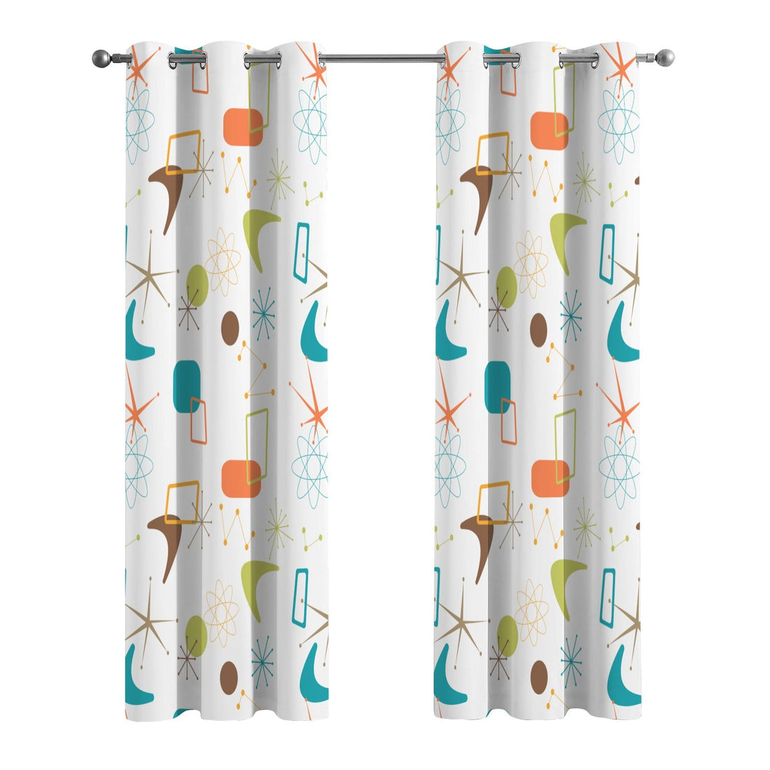 Kate McEnroe New York Retro Atomic Curtains, Mid Century Modern Boomerang Window DrapesWindow CurtainsD3370191